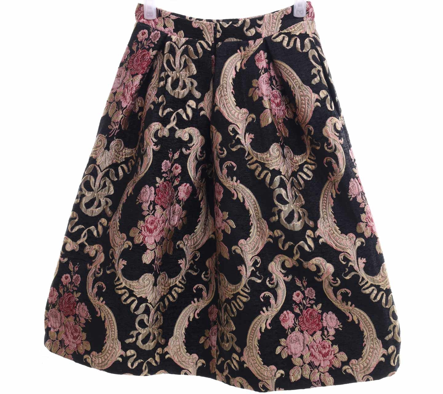Chicwish Black Floral Midi Skirt