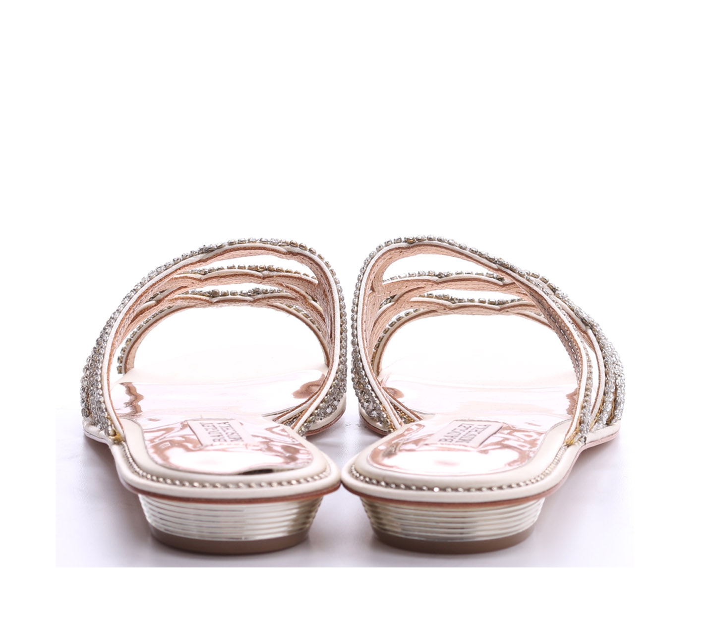 Badgley Mischka Cream Sofie Embellished Strap Sandals