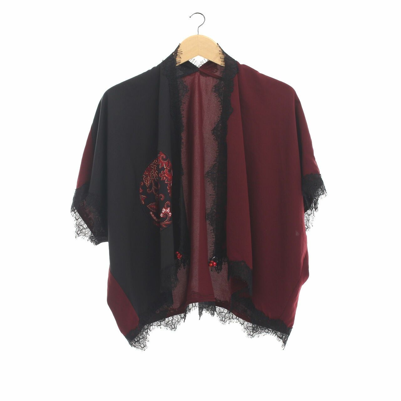 Luire By Raden Sirait Black & Maroon Kimono