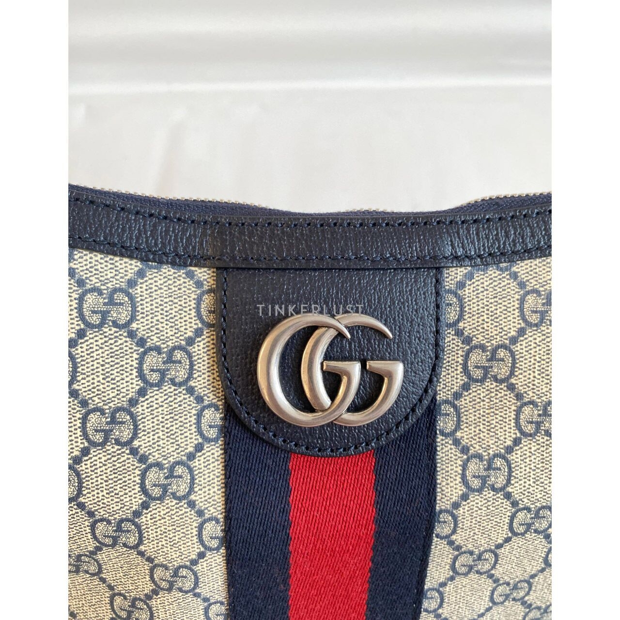 Gucci Ophidia Half Moon Navy GG Monogram Sling Bag