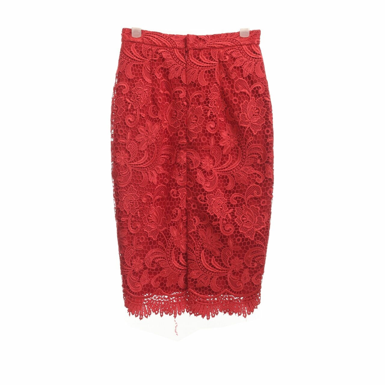 Hellopupu Red Lace Midi Skirt