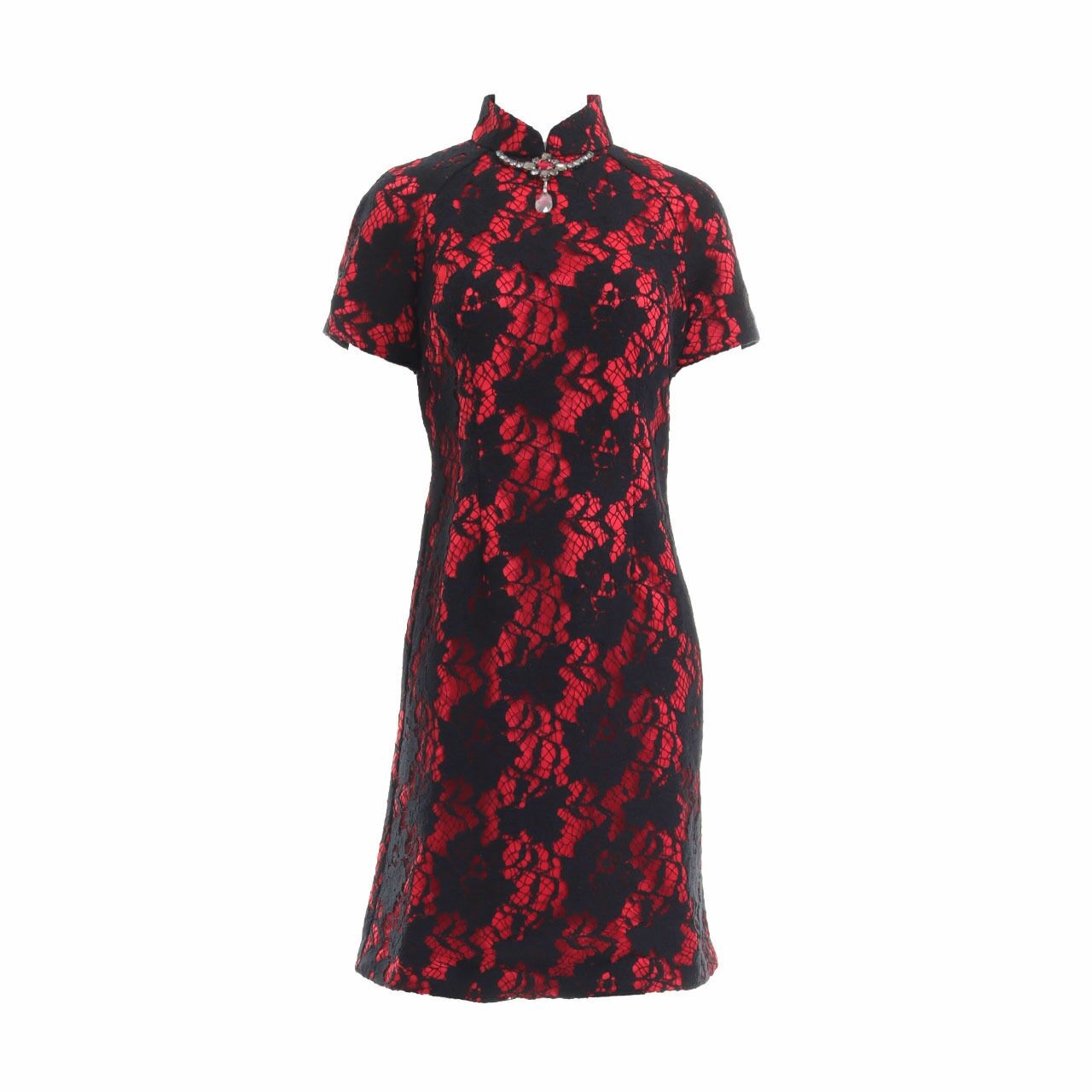 Shanghai Tang Black & Red Mini Dress