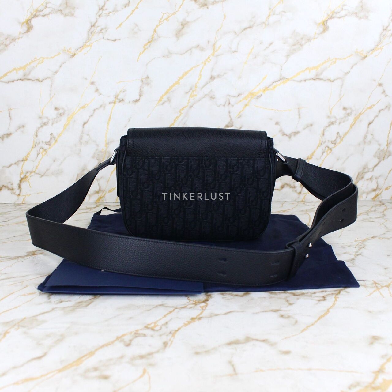 Christian Dior Saddle Oblique Jacquard Mini Messenger Bag Black Sling Bag