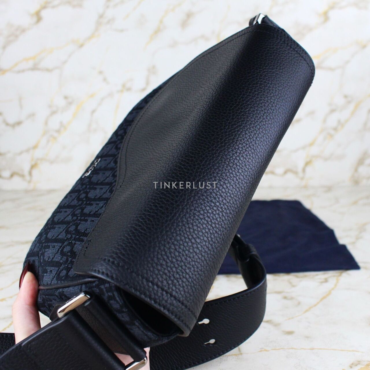 Christian Dior Saddle Oblique Jacquard Mini Messenger Bag Black Sling Bag