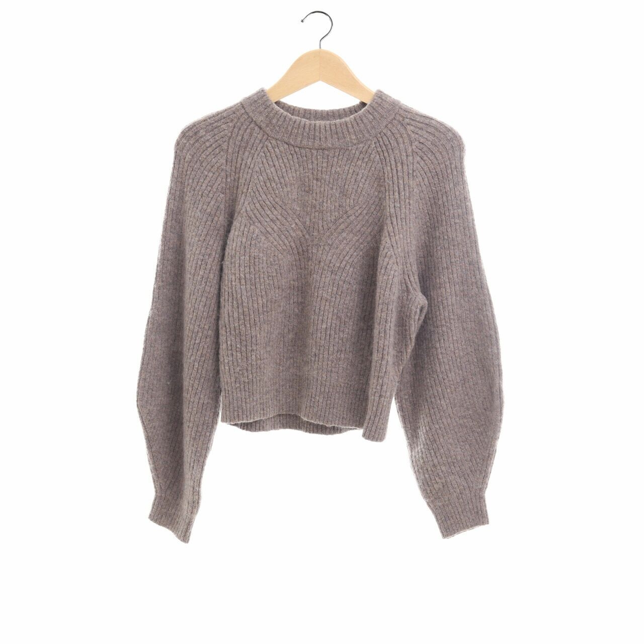 Weekday Taupe Crop Knit Sweater