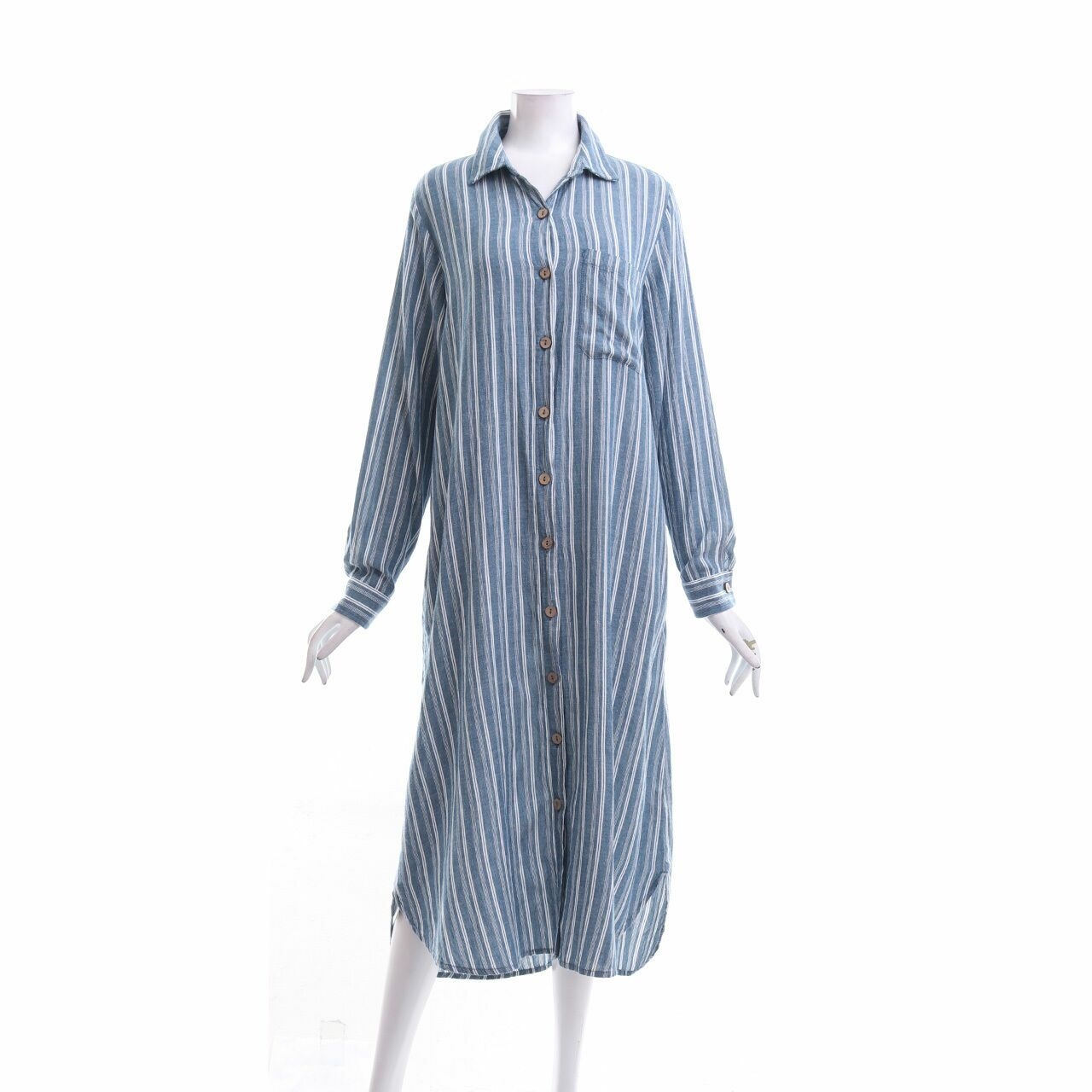 Max Blue & White Stripes Long Dress