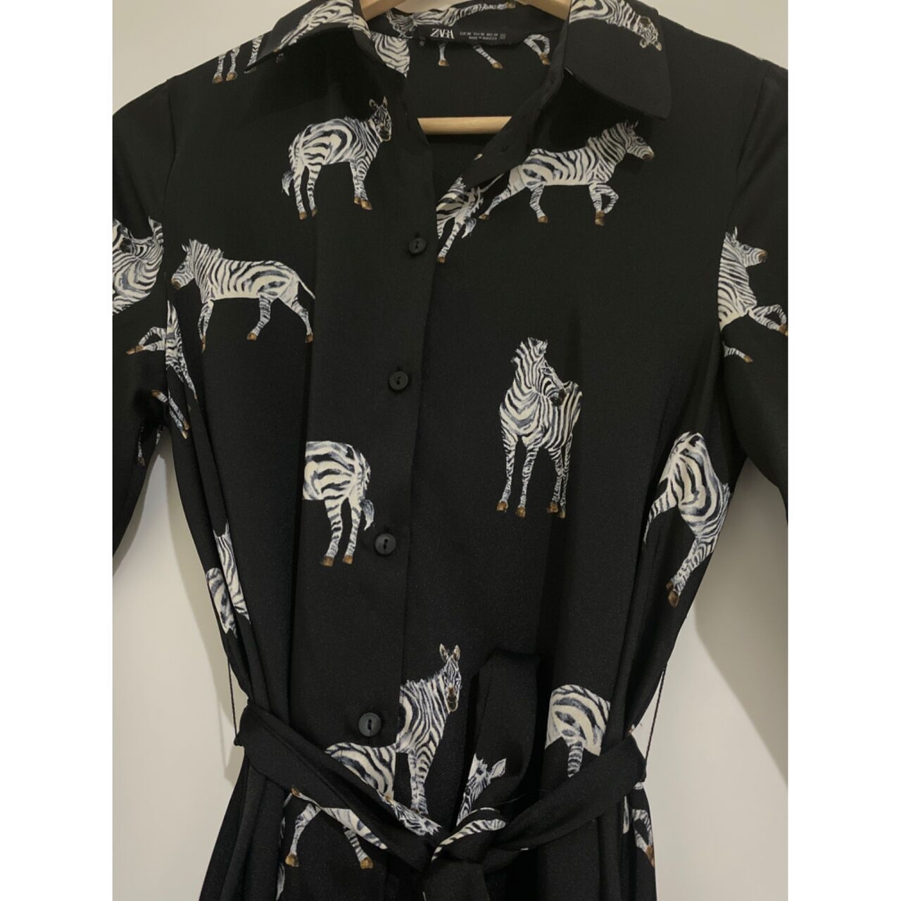 Zara Black Animal Print Midi Dress