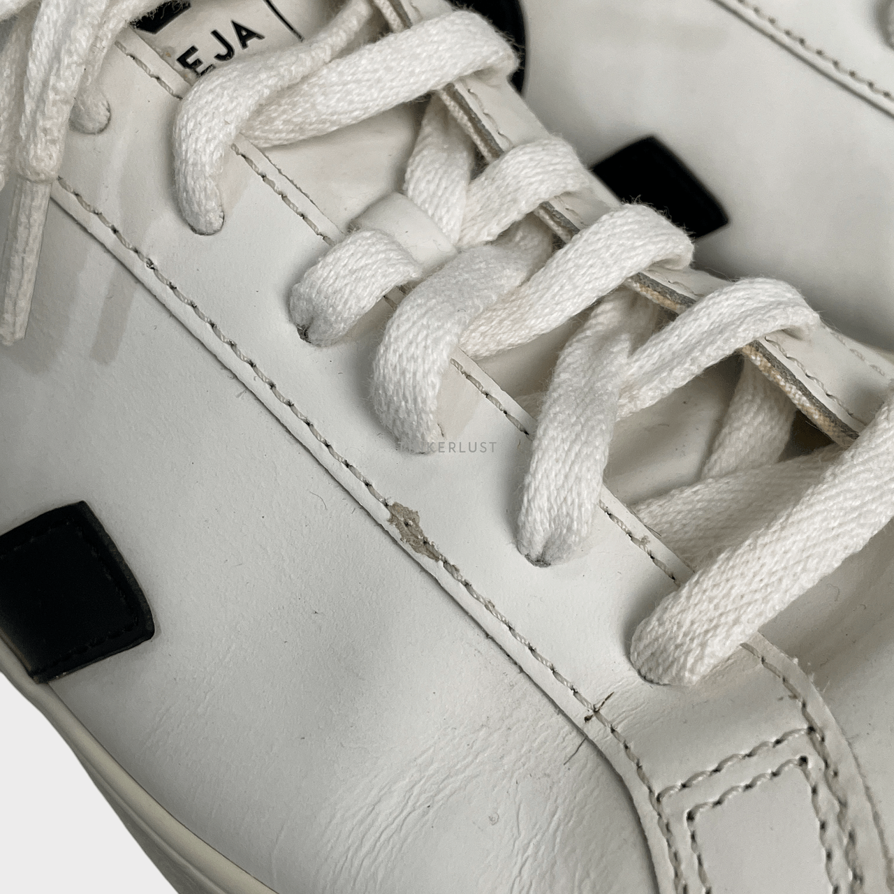 Veja Espar Low Logo Leather Extra White Black Sneakers