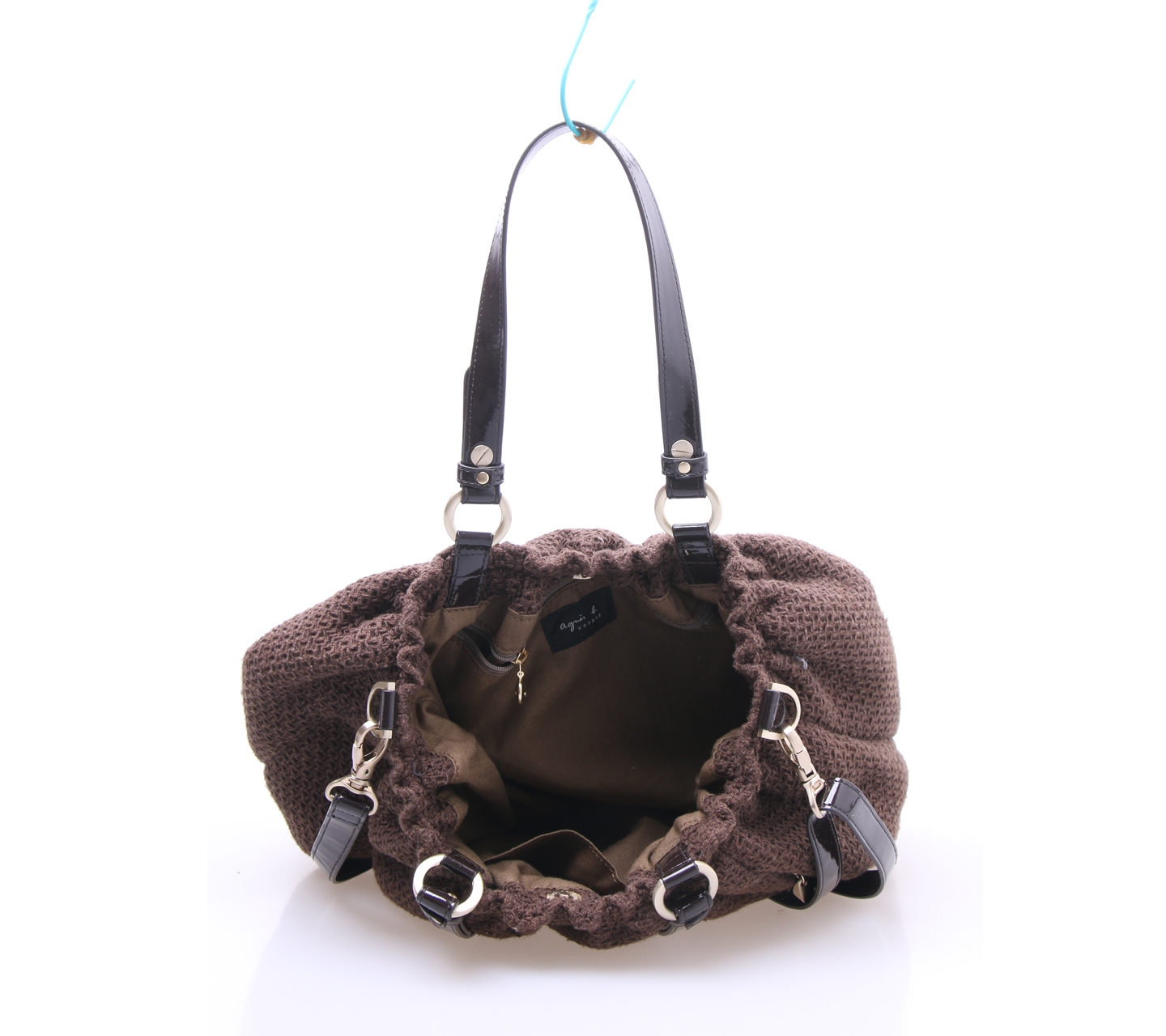 Agnes B Dark Brown Knit Satchel