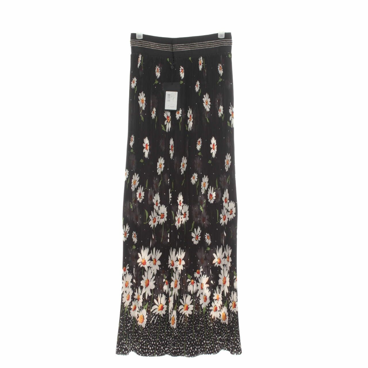 The Kooples Black Floral Pleats Maxi Skirt