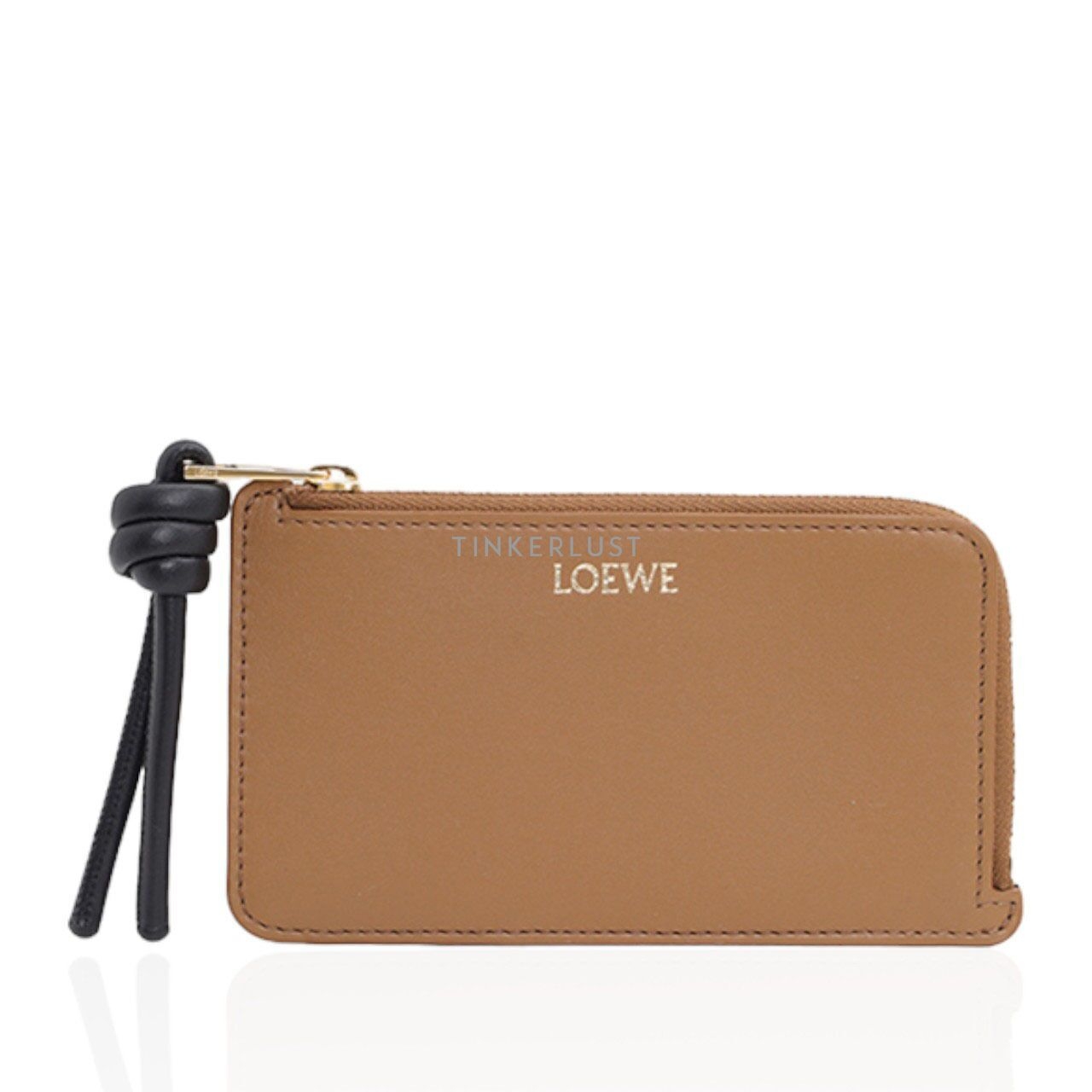 Loewe Knot Coin Cardholder Oak/Black Shiny Nappa Calfskin Wallet