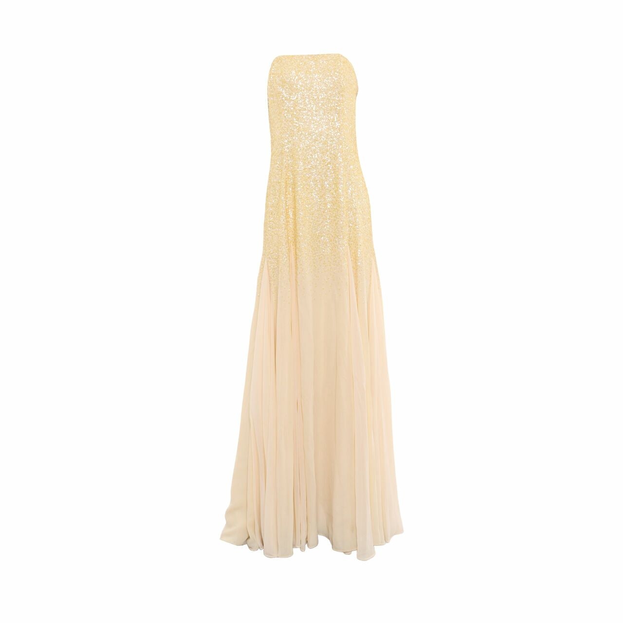Halston Heritage Chiffon Sequin Strapless Long Dress