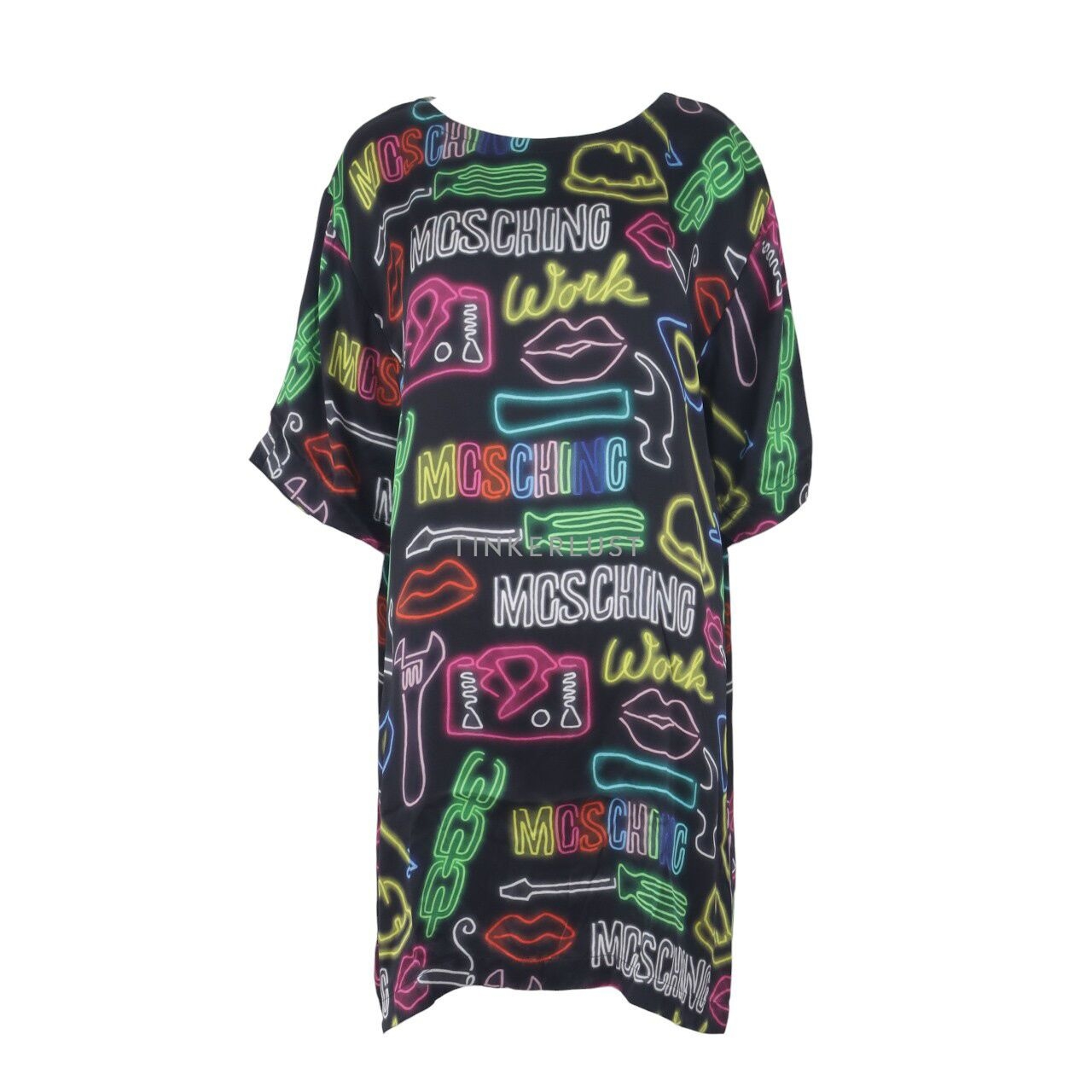 Moschino Black Multicolour Neon Print T-Shirt Dress