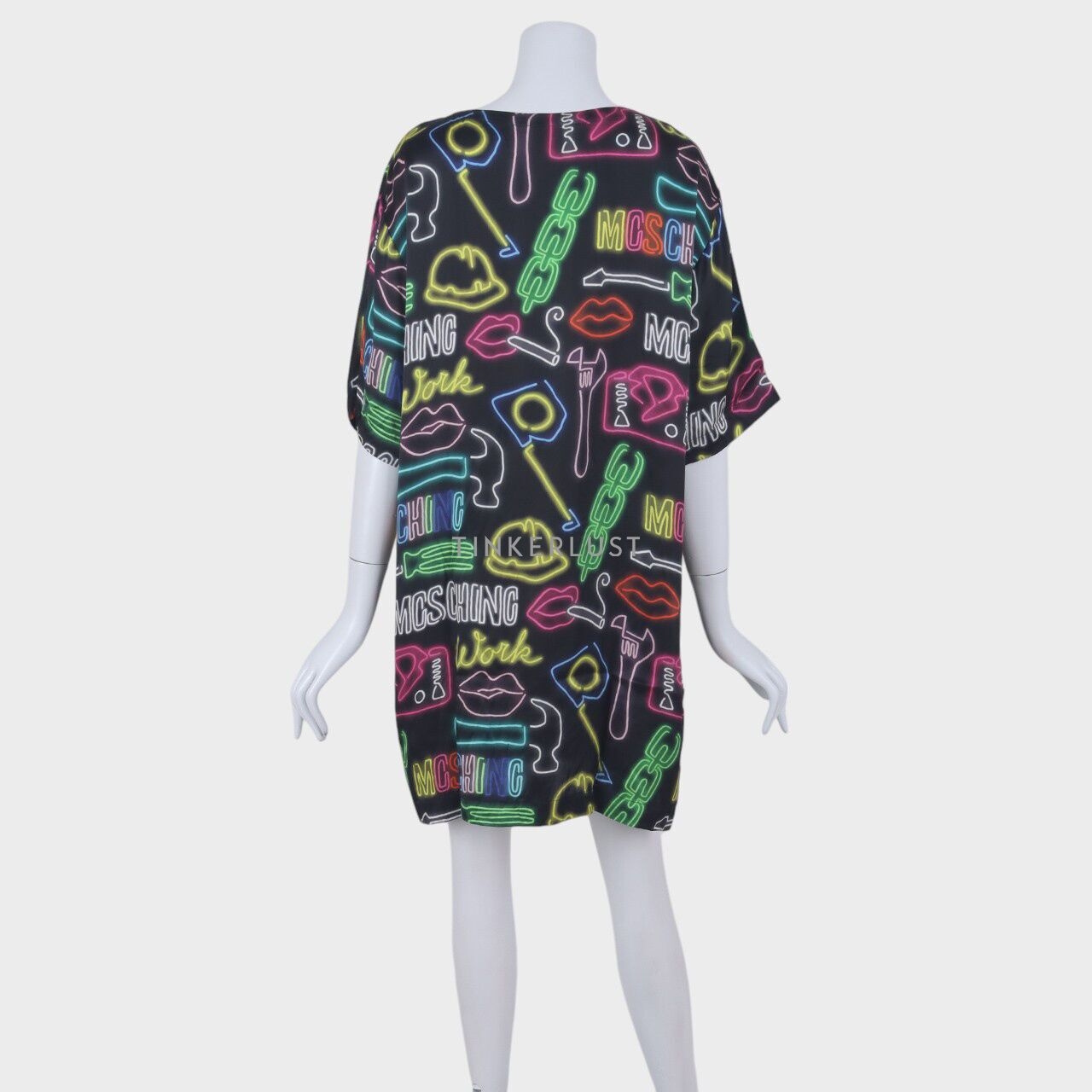 Moschino Black Multicolour Neon Print T-Shirt Dress