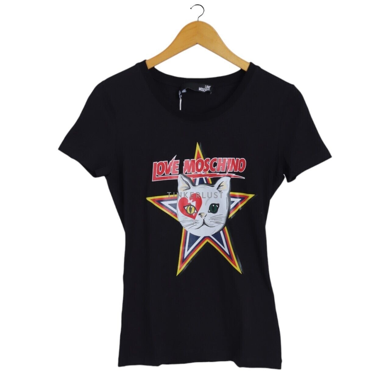  Love Moschino Black Cat Logo Print Tshirt