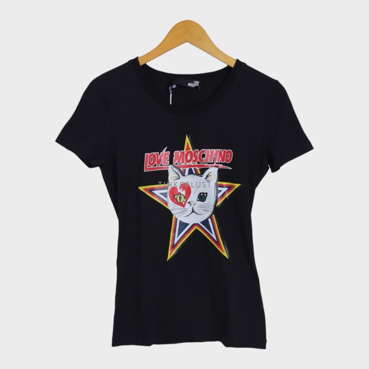  Love Moschino Black Cat Logo Print Tshirt