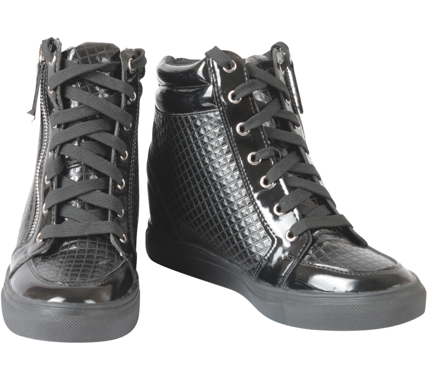 Tracce Black Wedges Sneakers