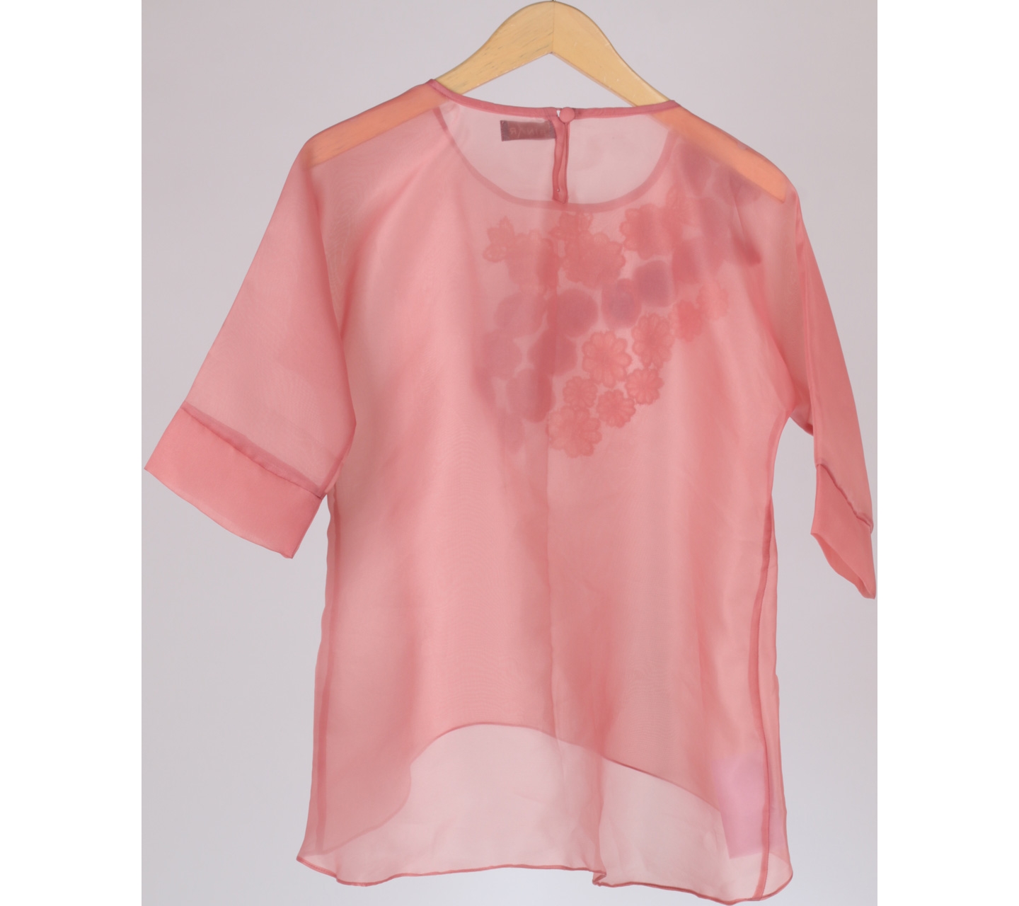 Binar Pink Floral Embroidery Blouse