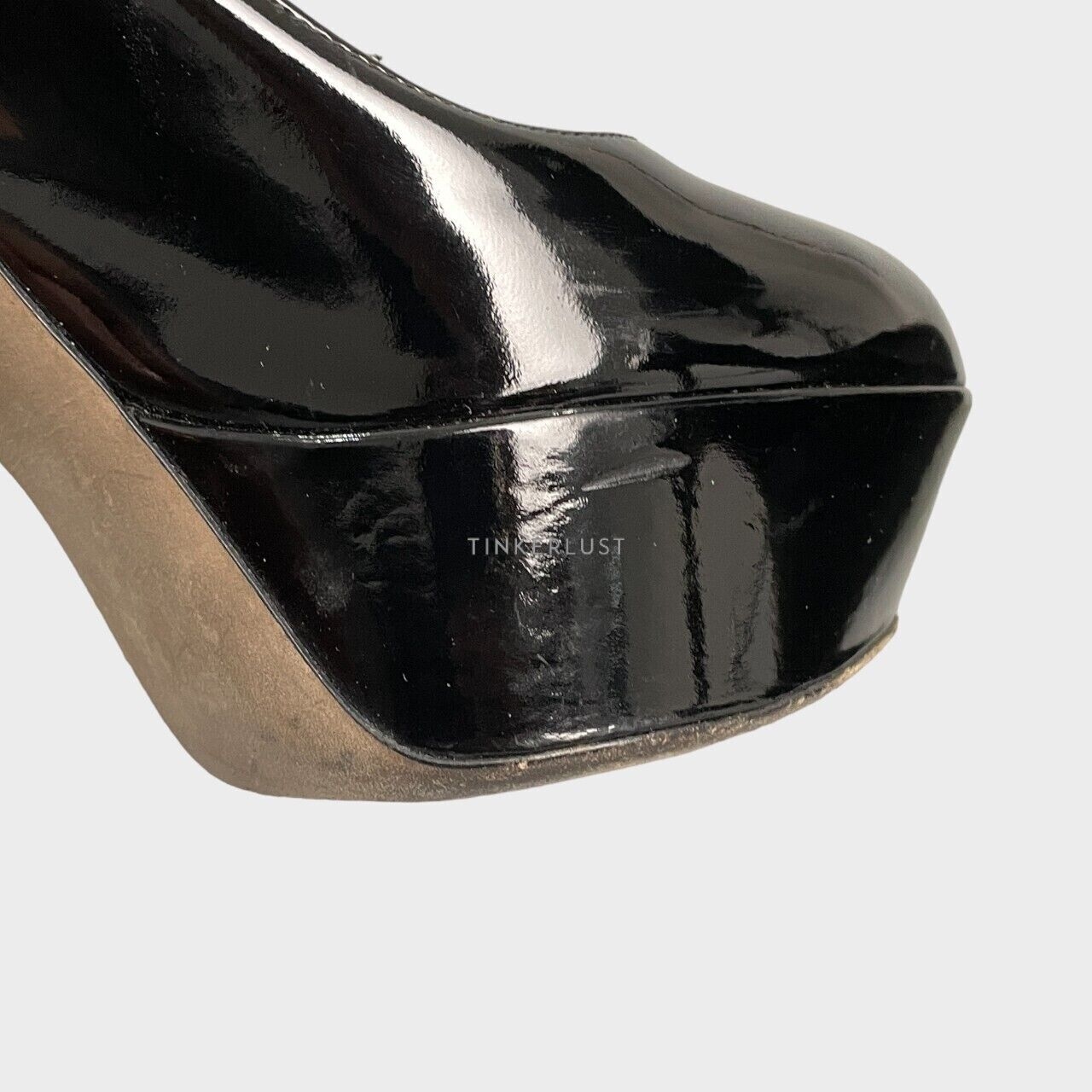 Sergio Rossi Peep Toe Platform Black Patent Heels