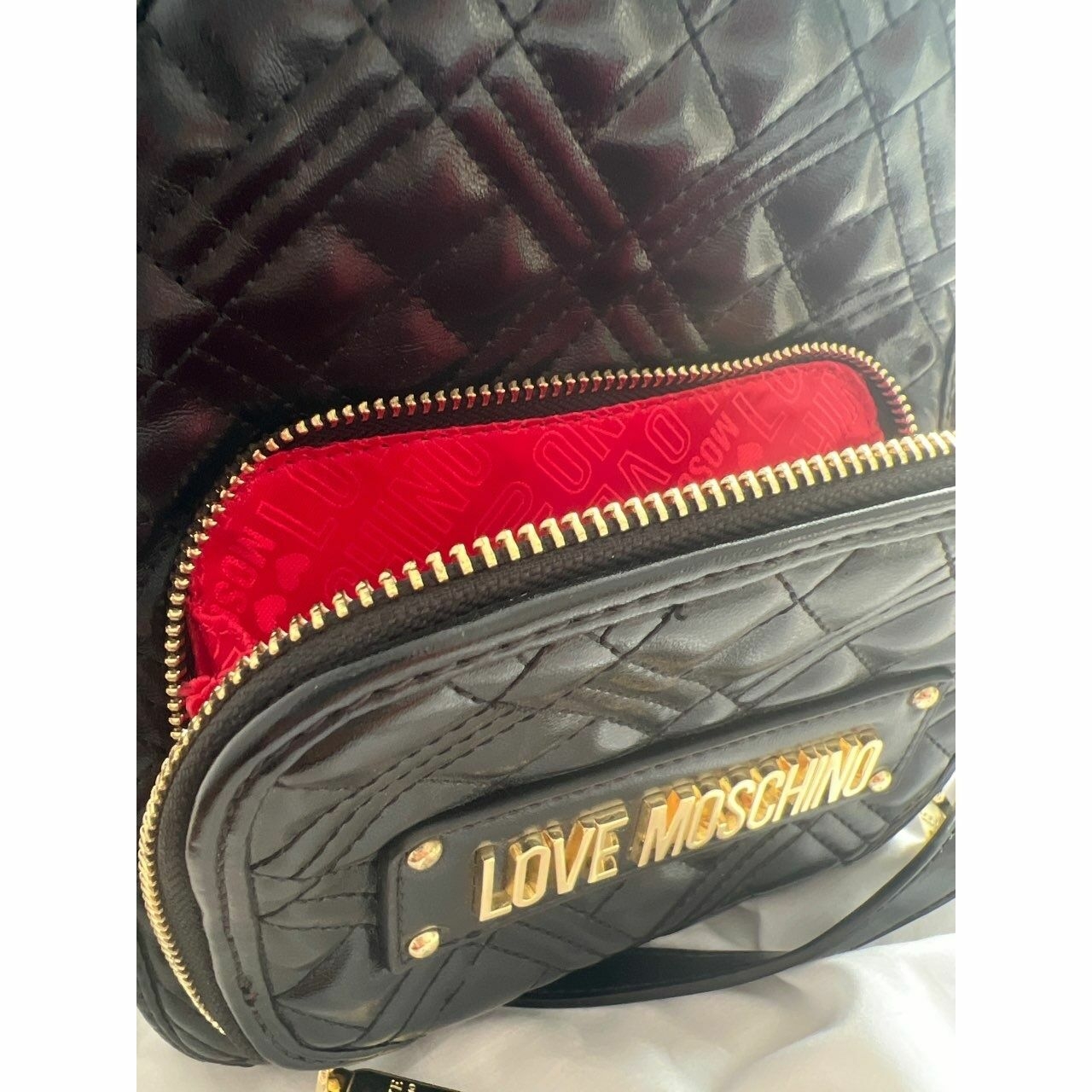 Love Moschino Black Houndstooth Backpack