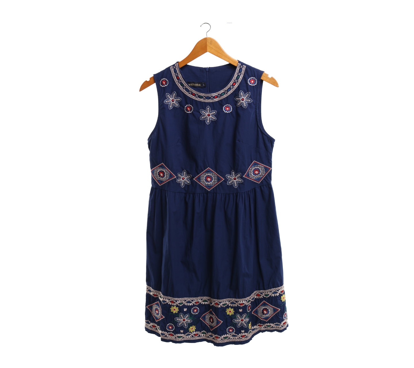 Arithalia Dark Blue Patterned Mini Dress