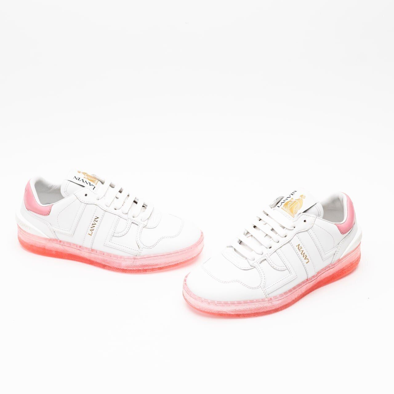 Lanvin Tennis Leather Clay Tennis Sneakers White Pink Women