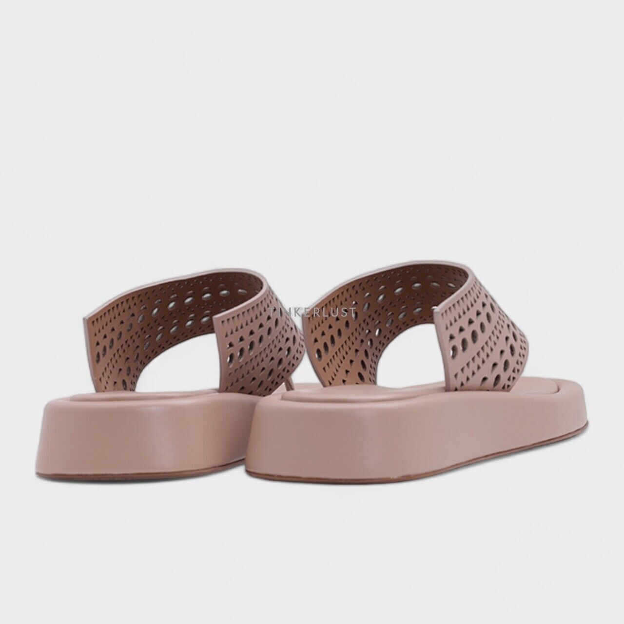Alaia Lasered Cut Thong Nude Sandals