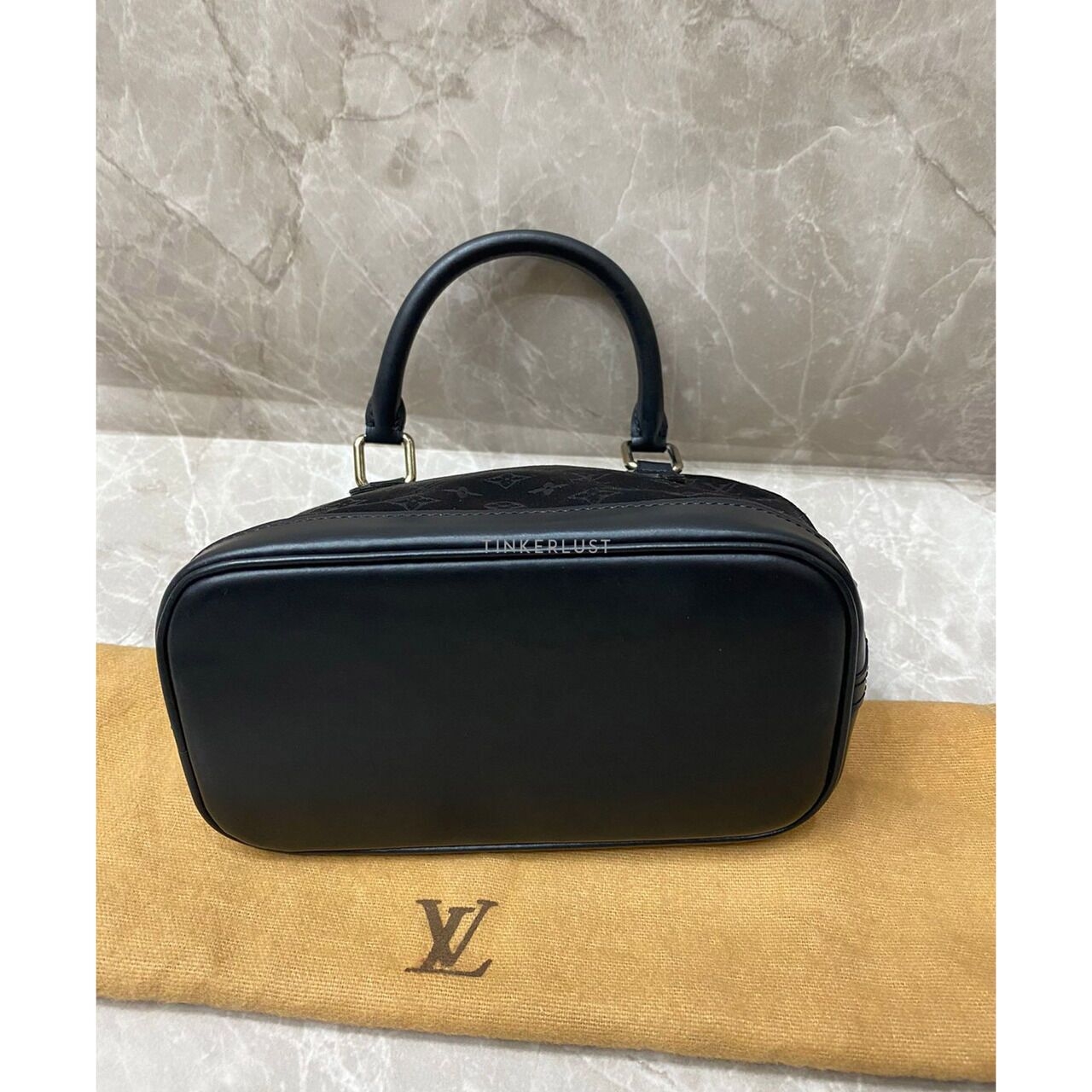 Louis Vuitton Alma Mini Black Satin Monogram Satchel