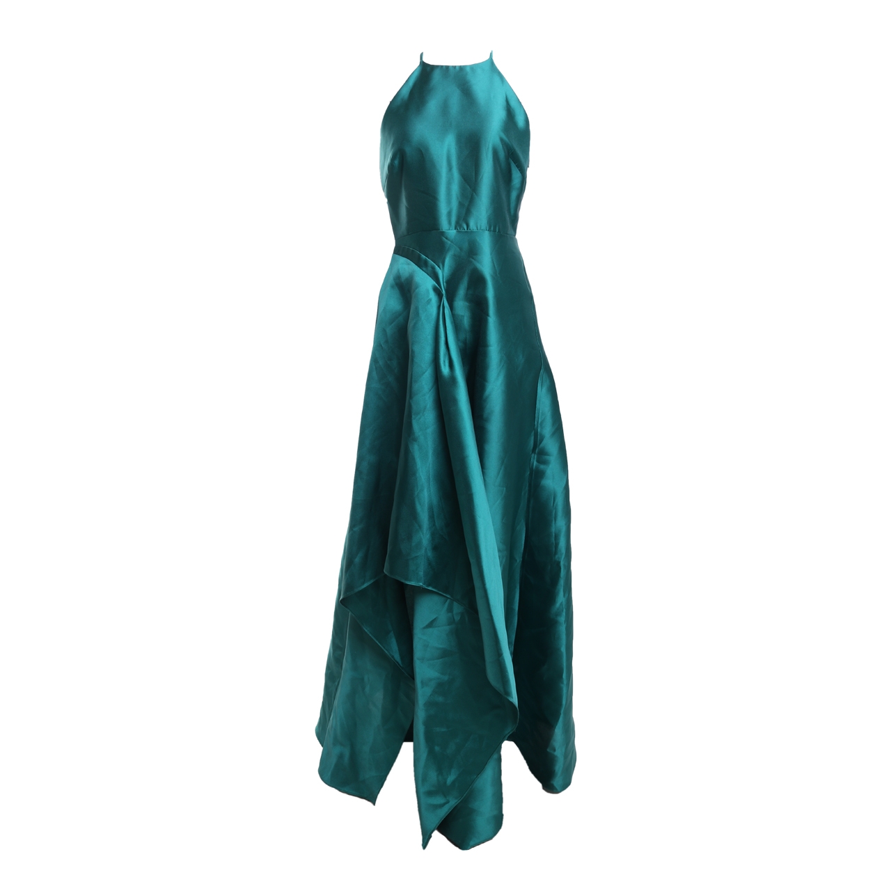 Badgley Mischka Dark Green Healter Neck Long Dress