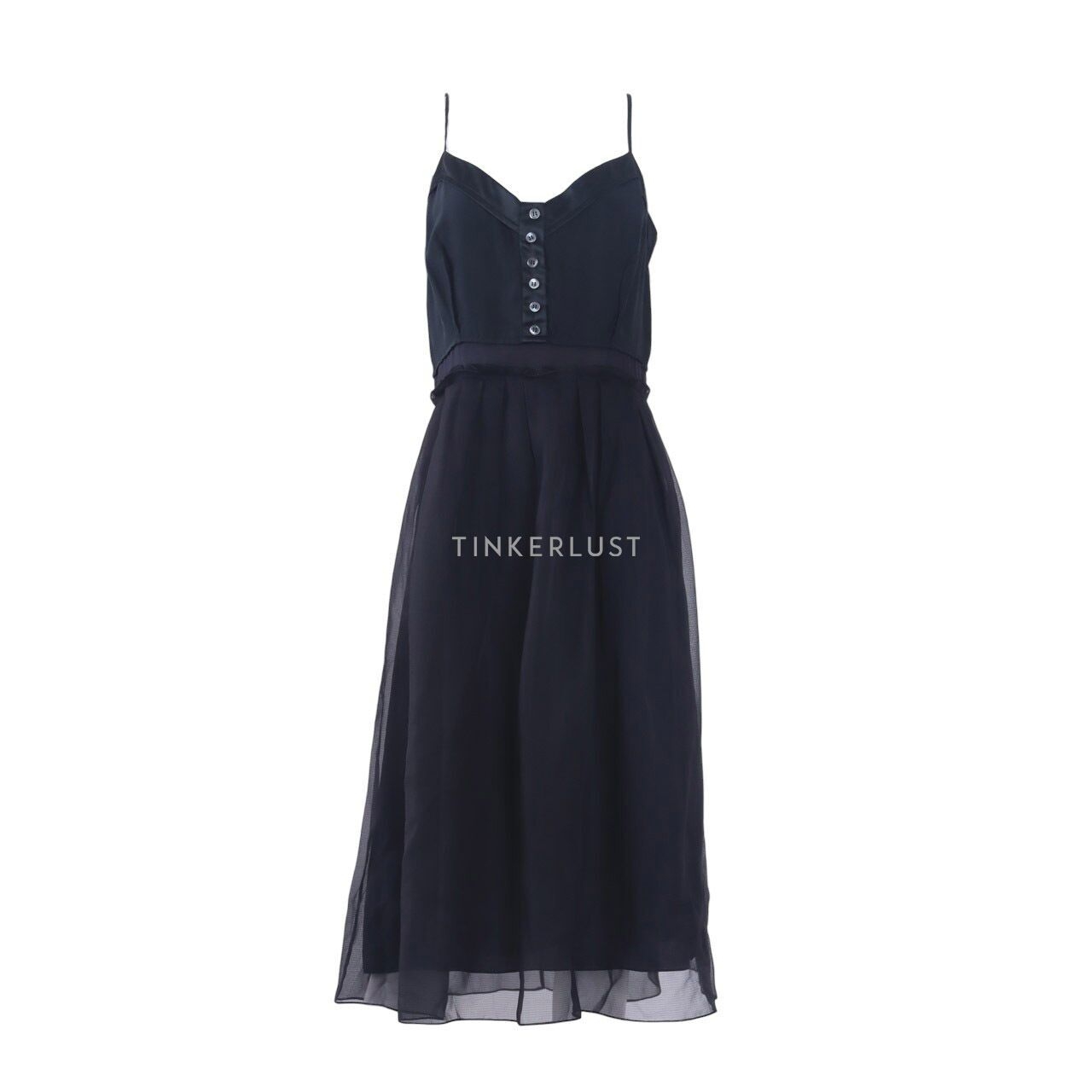 Vera Wang Black Silk Midi Dress