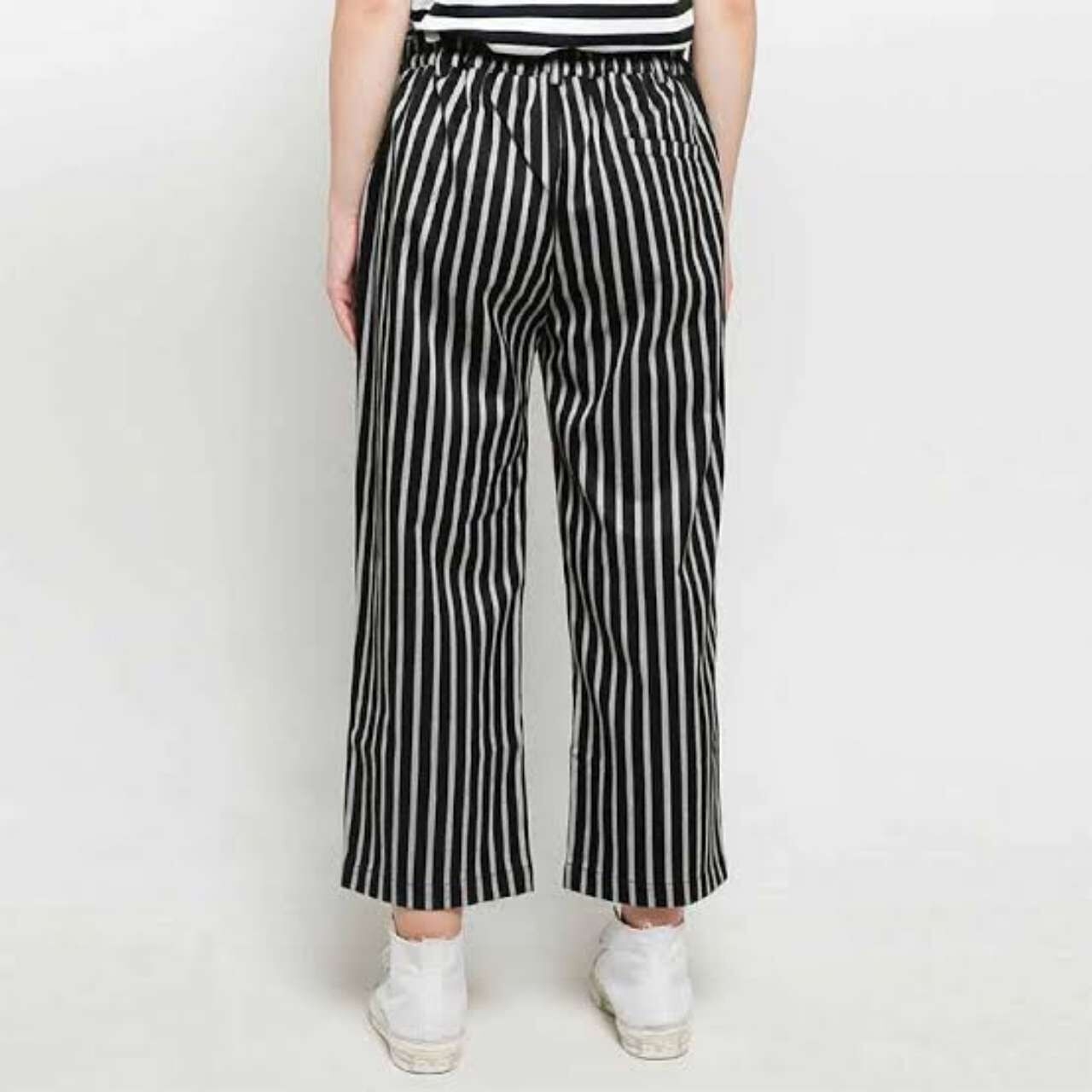 Argyle Oxford Black & White Stripes Long Pants