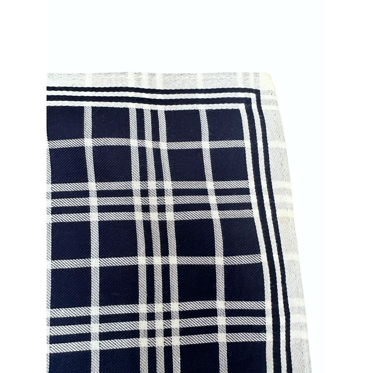 Burberry Navy And White Plaid Small Scarf