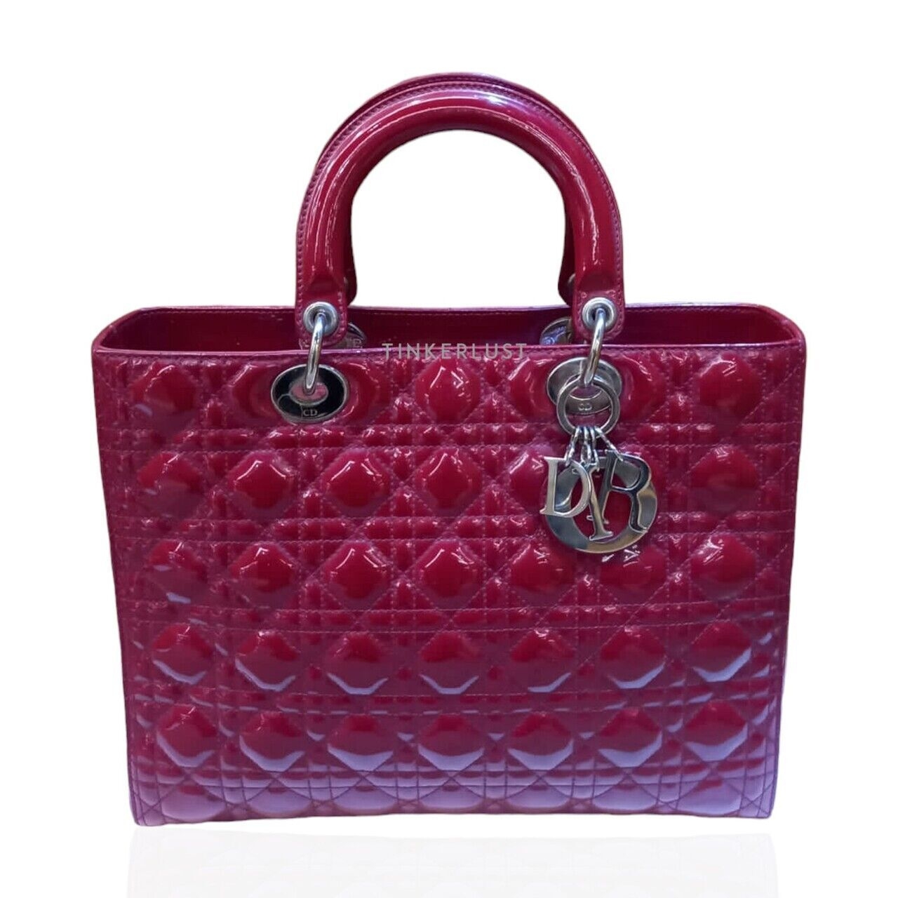 Christian Dior Lady Dior Large Red Patent Leather 2012 SHW Satchel