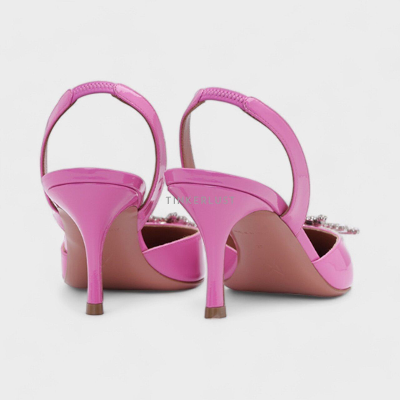 Amina Muaddi Begum Slingback Pumps 70mm Pink Patent Leather Heels