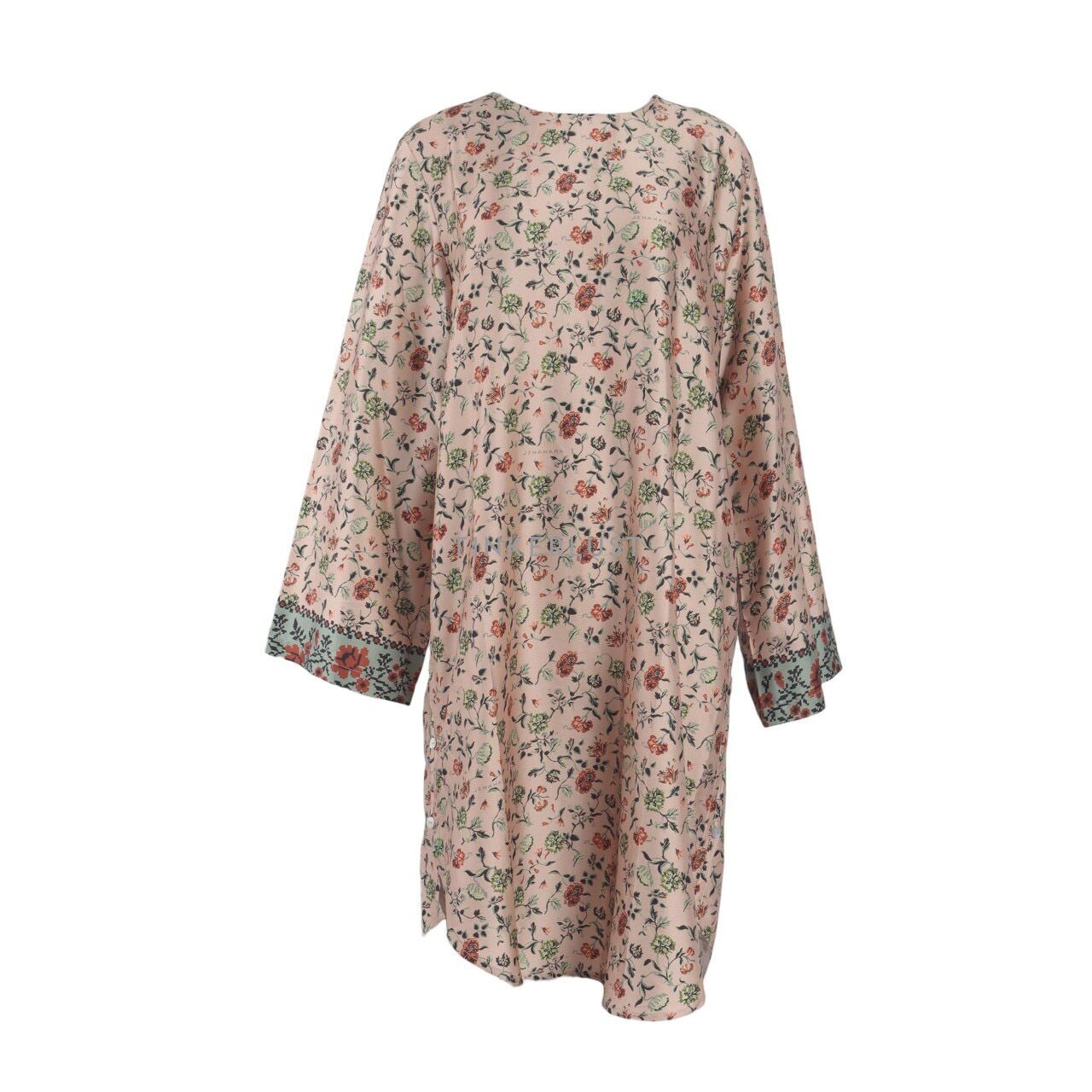 Jenahara Light Brown Floral Tunic Blouse