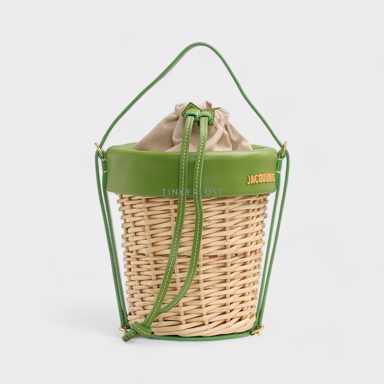 Jacquemus Le Panier Seau in Green Smooth Leather Bucket Sling Bag