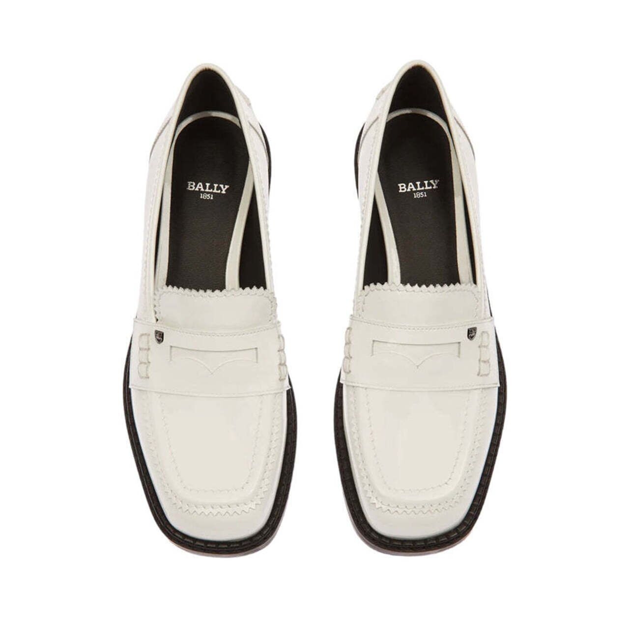 Bally Elly Moccasins Loafers Patent Leather White