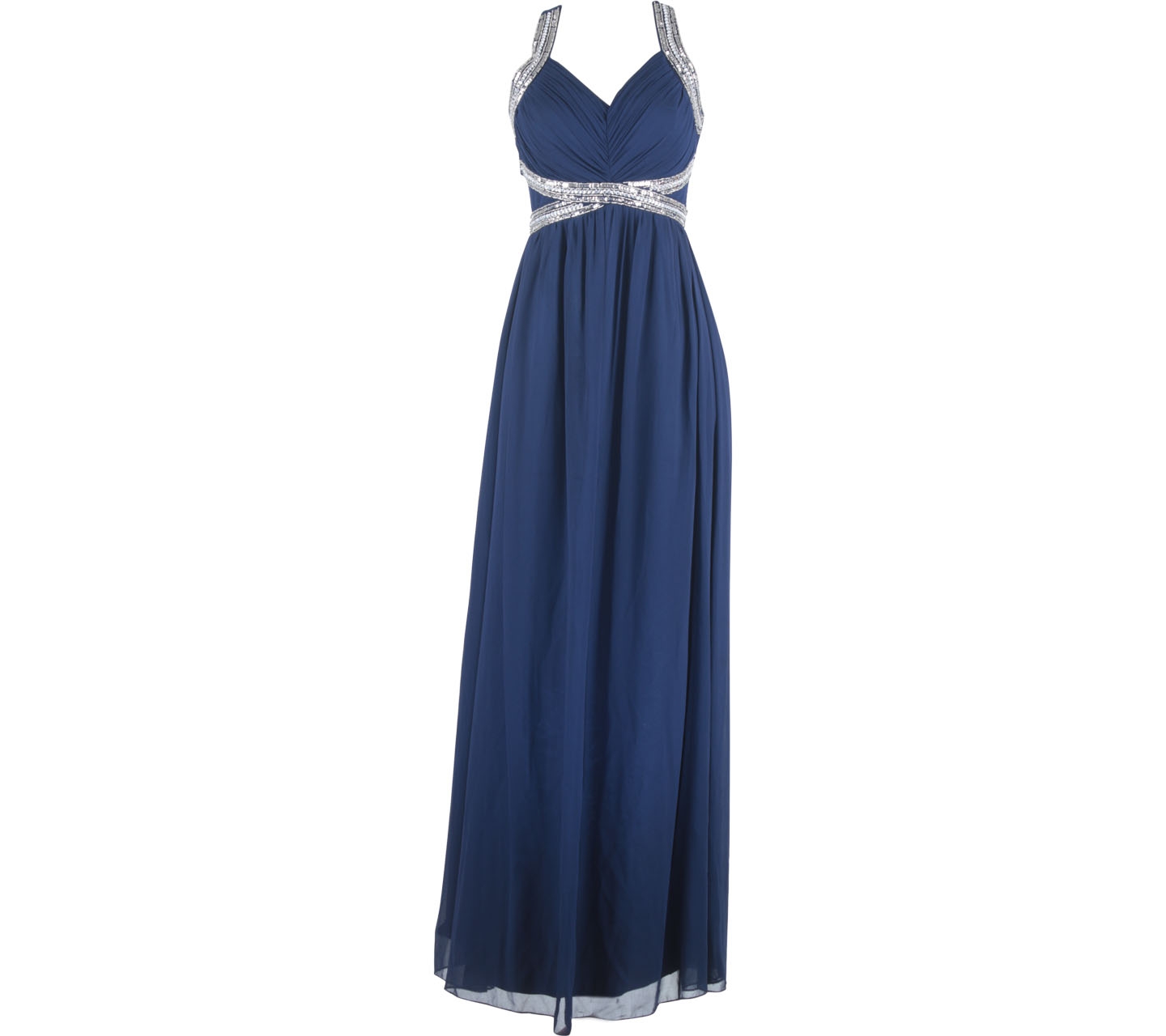 QUIZ Dark Blue Sequins Long Dress