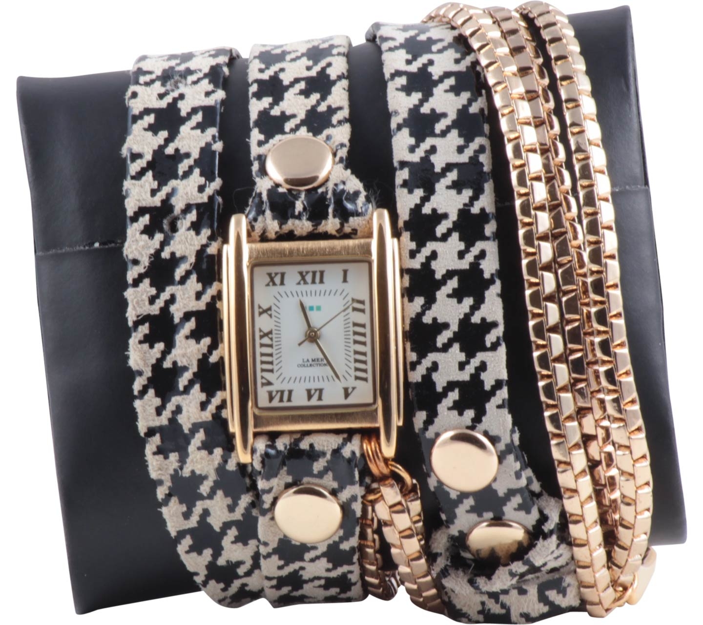 Lamer Collections Multi Colour Houndstooth Chain Wrap Watch