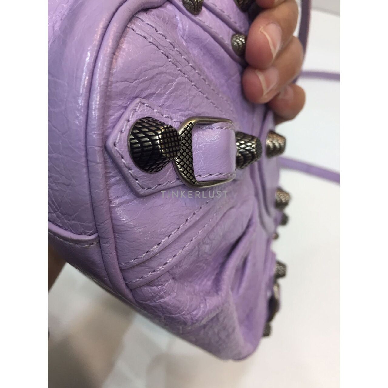 Balenciaga Le Cagole Mini Purse with Chain Light Purple Shoulder Bag