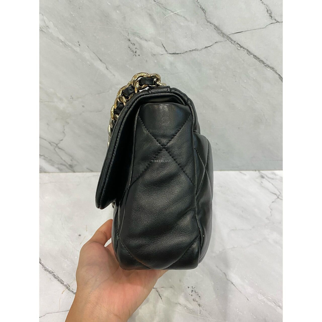 Chanel C19 Black Small SHW Chip Sling Bag