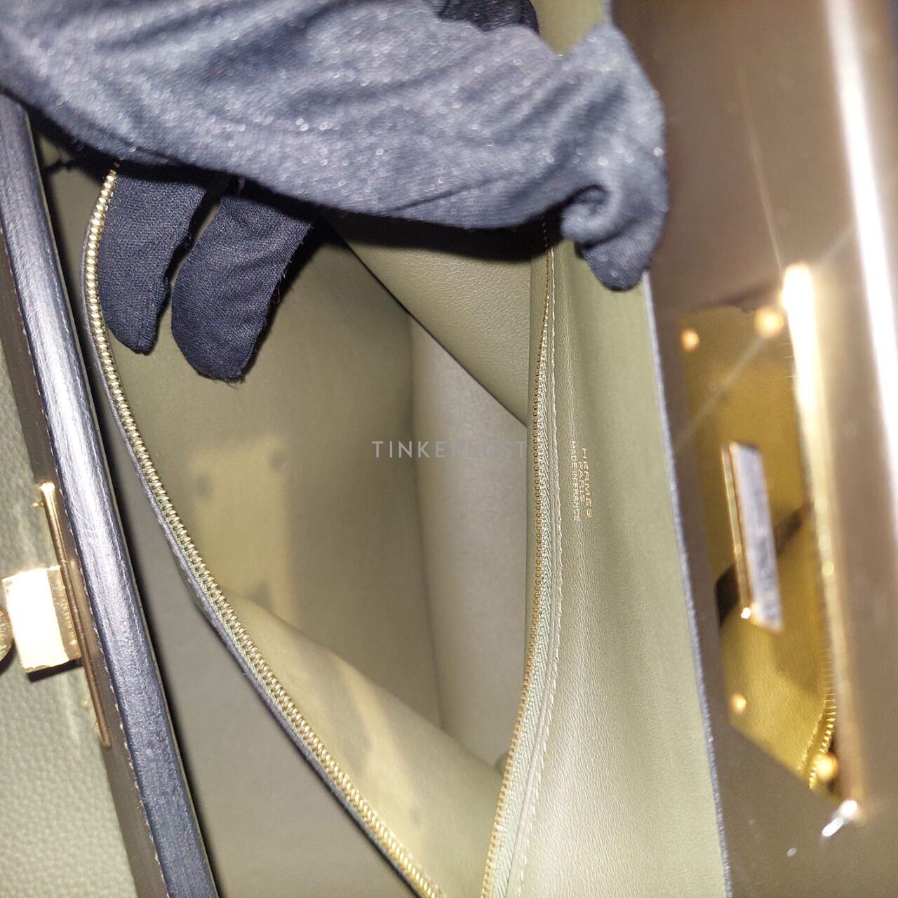 Hermes 24/24 35 Vert Olive/Sombrero GHW # D Handbag