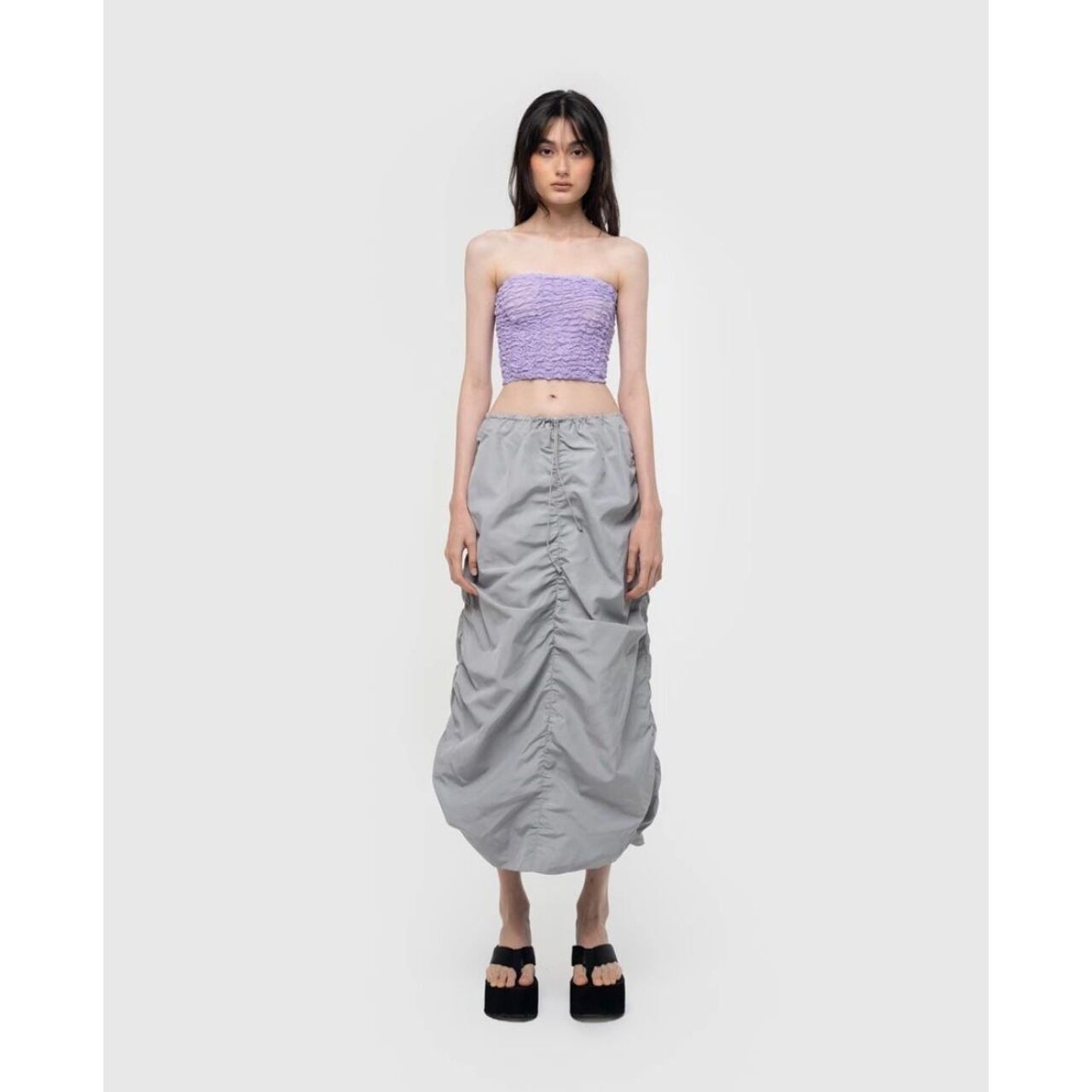 Callie Cotton Grey Maxi Skirt