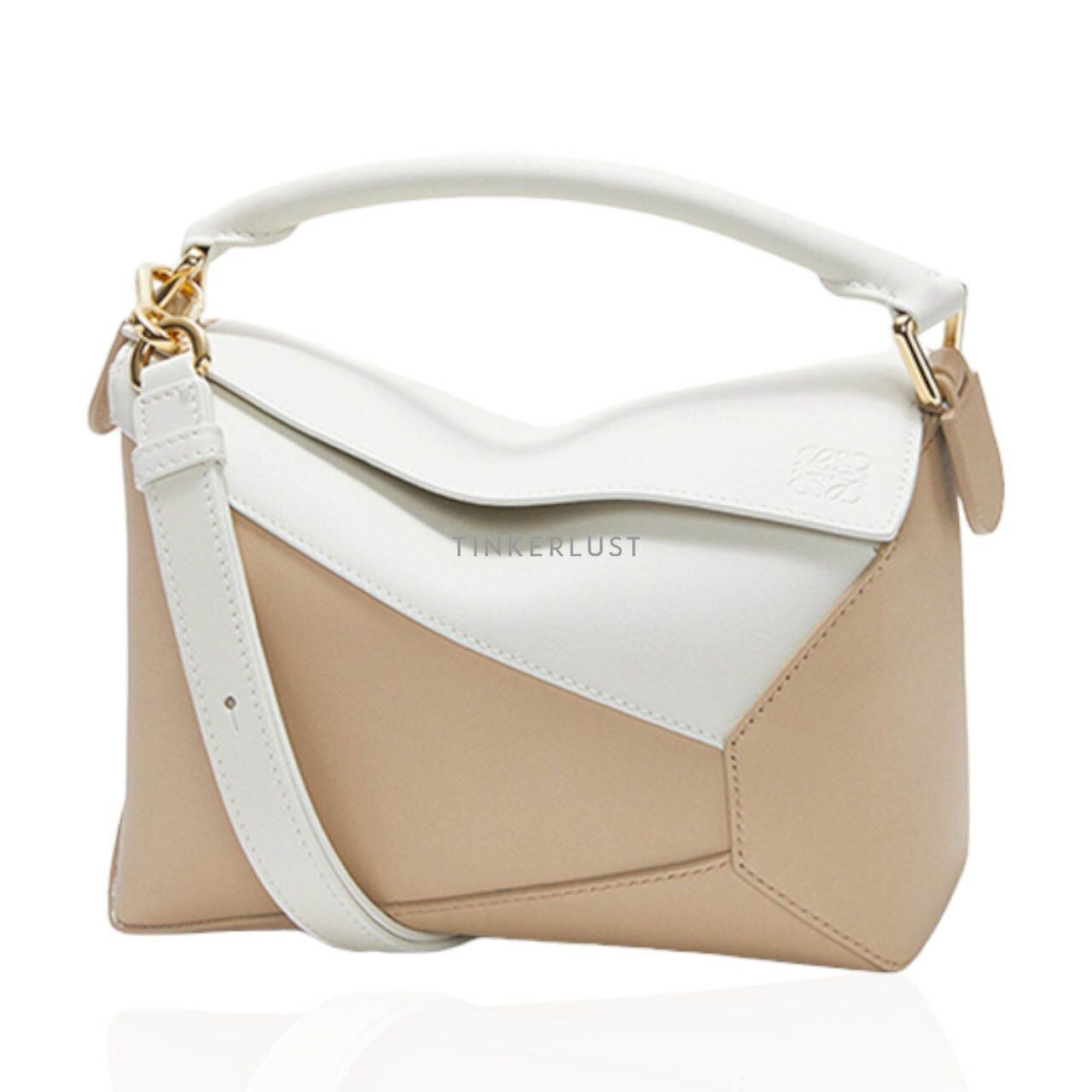 Loewe Small Puzzle Bag in Soft White/Paper Craft Classic Calfskin