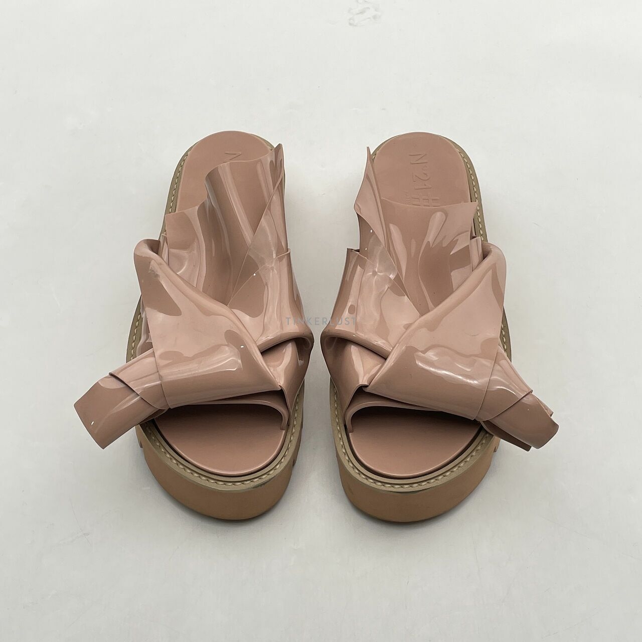 N°21 & Kartell Nude Knot Bow Slide Sandals