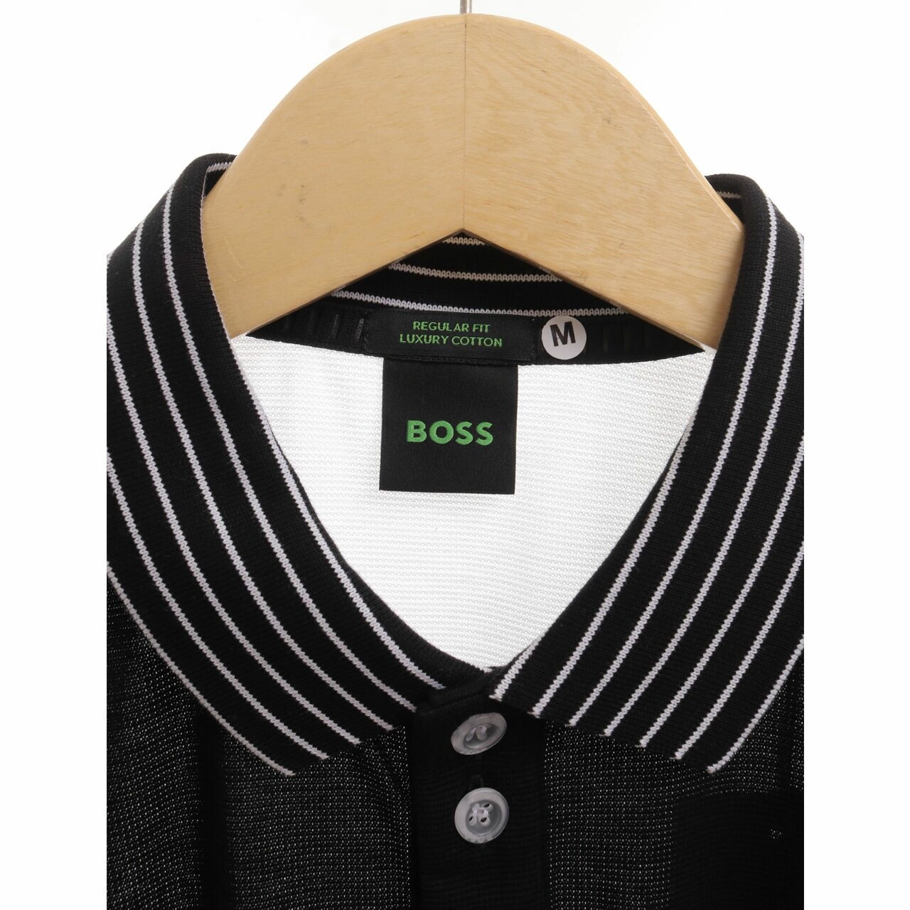 Hugo Boss Paddy Atheleisure Black/White Luxury Cotton Shirt M