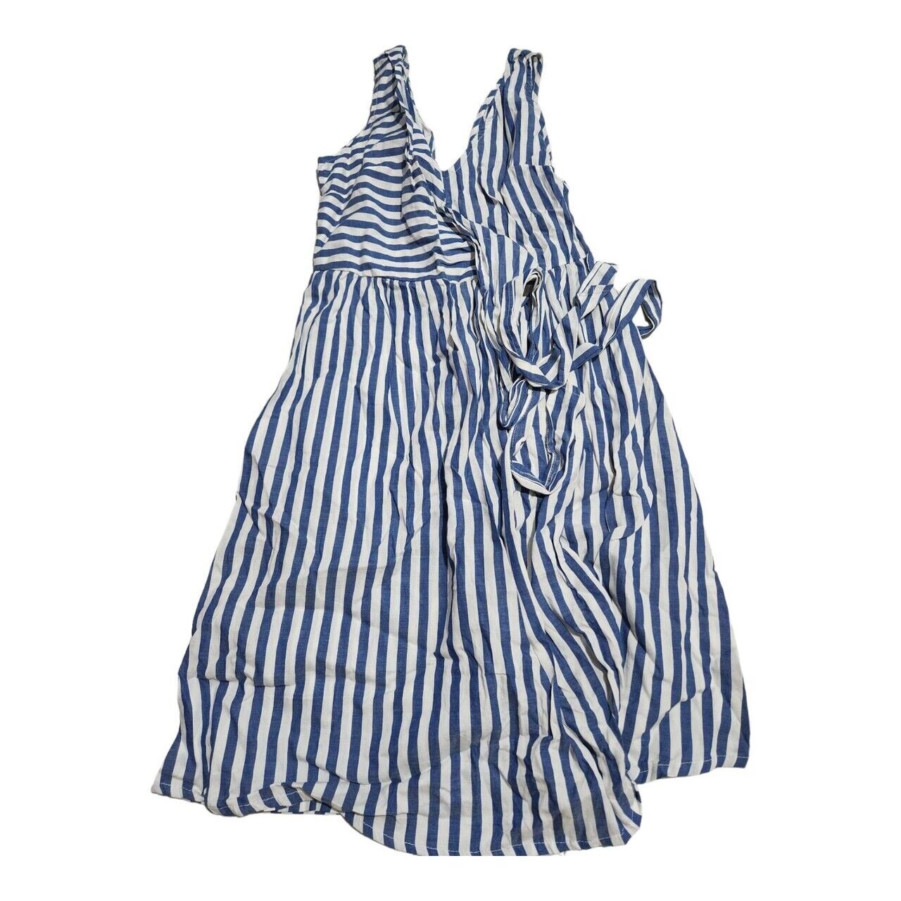 Mango Blue & White Stripes Midi Dress