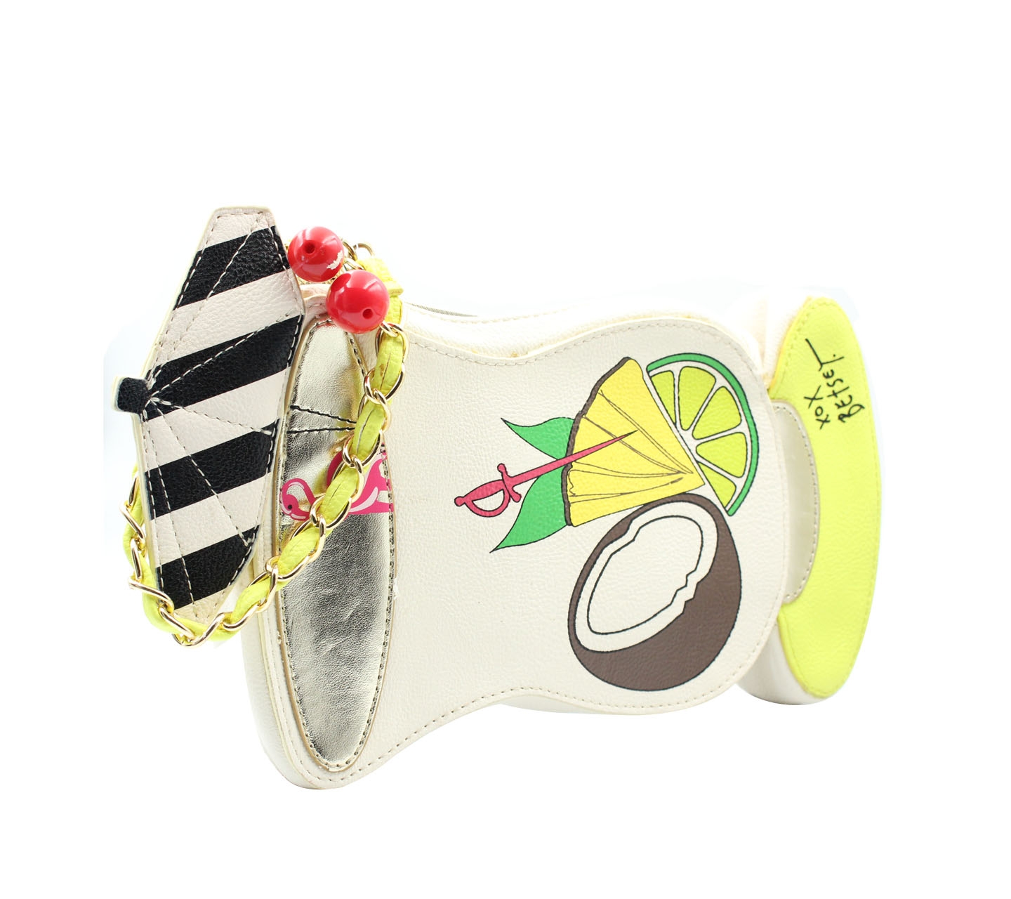 Betsey Johnson Off White Xox If You Like Pina Coladas Pouch