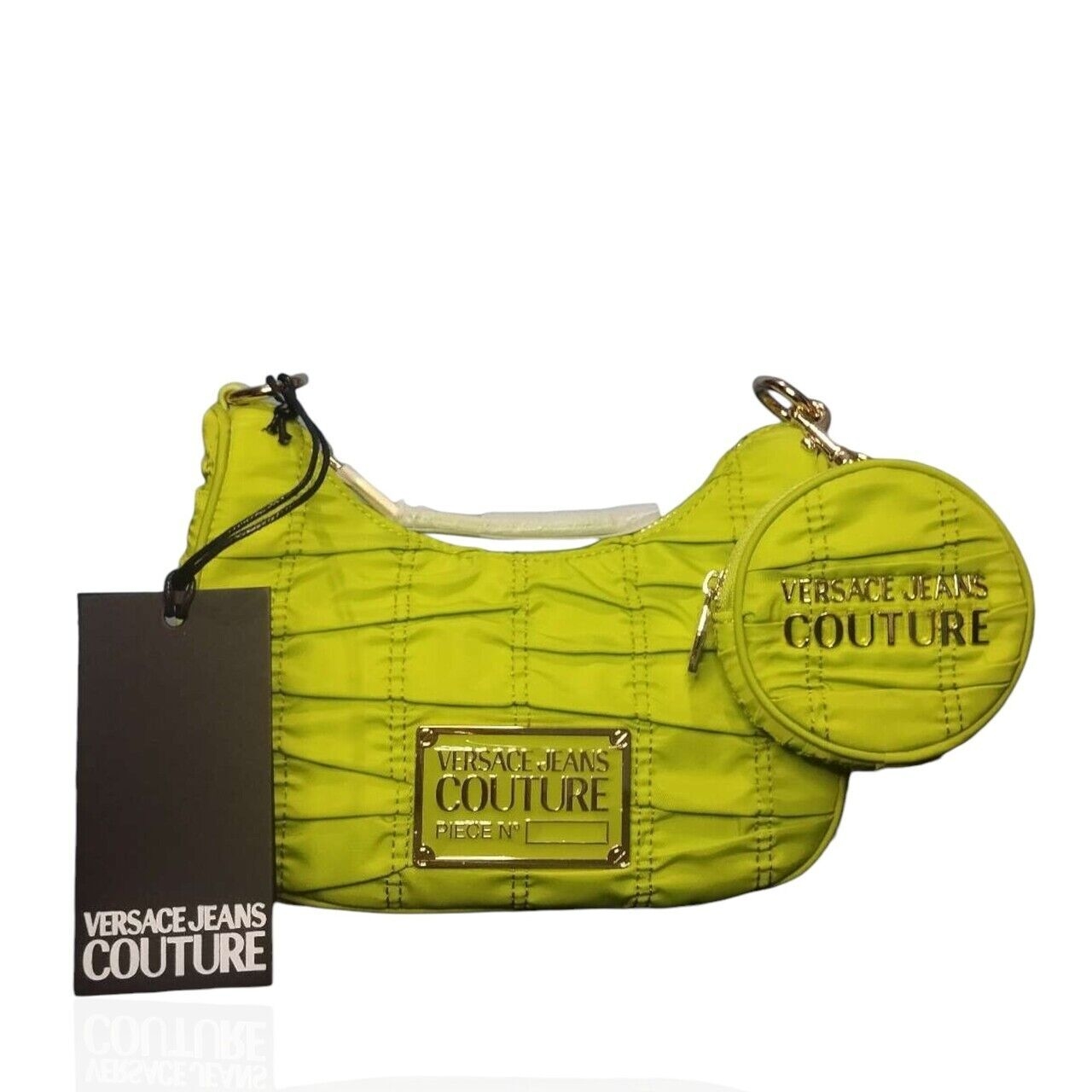 Versace Jeans Couture Crunchy Nylon Lime Shoulder Bag
