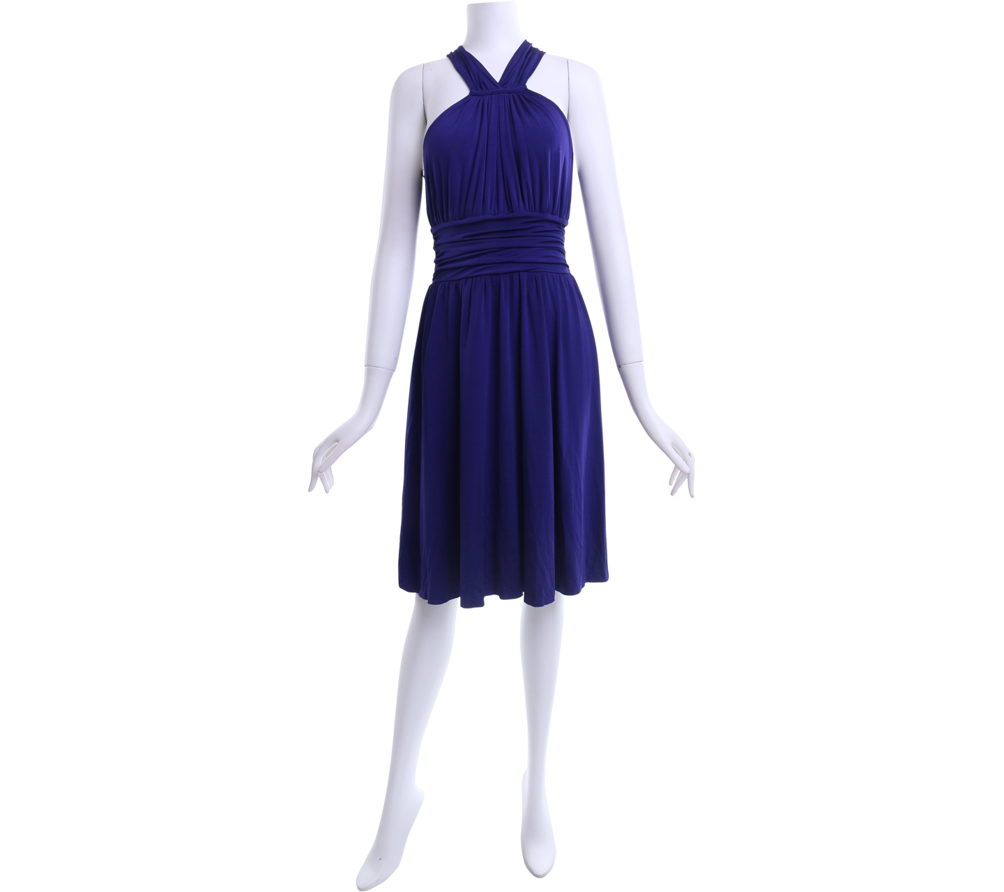 Velvet Blue Sleeveless Midi Dress